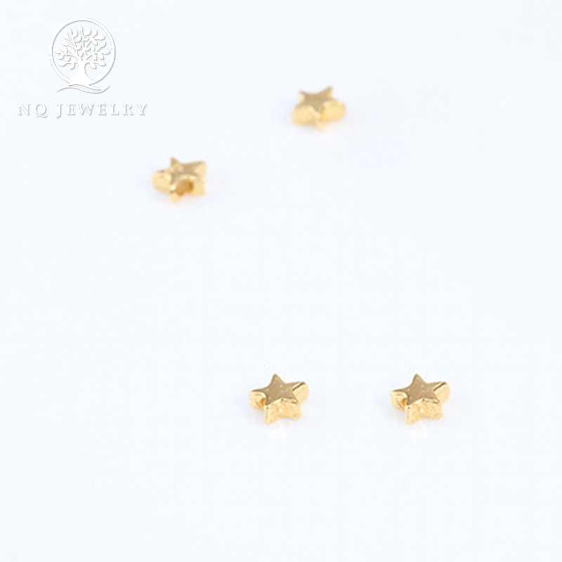 Charm bạc ngôi sao nhỏ mạ vàng xỏ ngang 1.8x4.3mm - NQ Jewelry