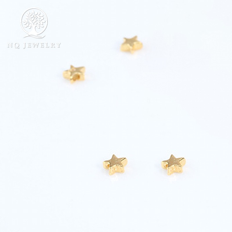 Charm bạc ngôi sao nhỏ mạ vàng xỏ ngang 1.8x4.3mm - NQ Jewelry