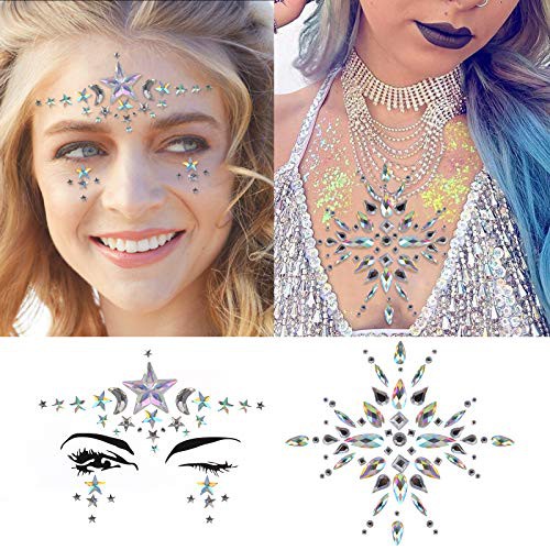 (Moon &amp; Star) Đá đính mặt mẫu sò mới dạ tiệc lấp lánh - Face crystal makeup