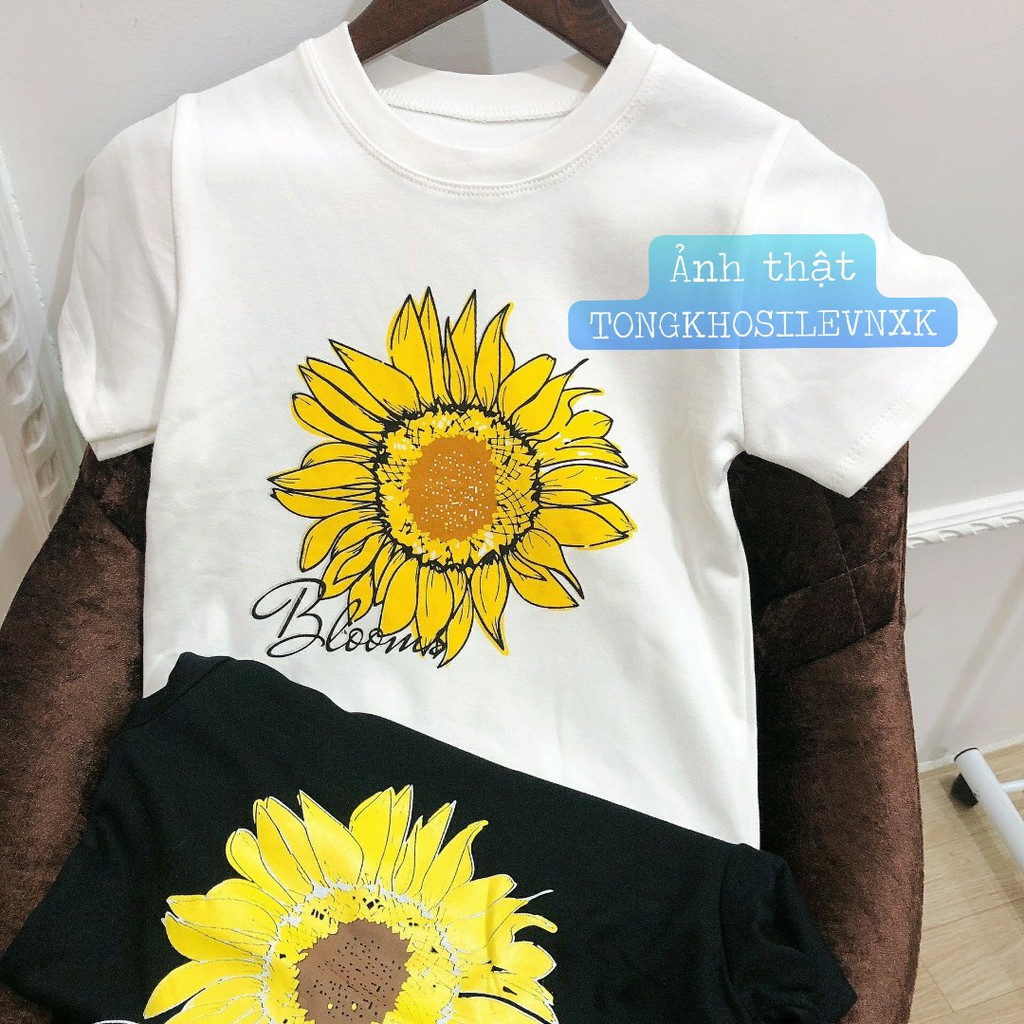 ÁO CROPTOP HOA MẶT TRỜI CHẤT BOZIP HOT 2 MÀU ĐEN TRẮNG