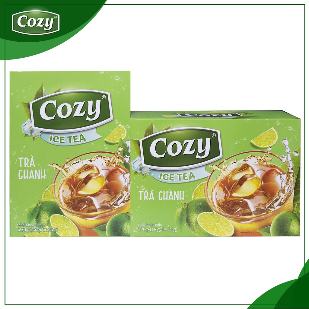 Trà Hoà Tan Cozy Ice Tea 270g (18 gói): Đào/ Chanh/ Vải/ Sâm Bí Đao