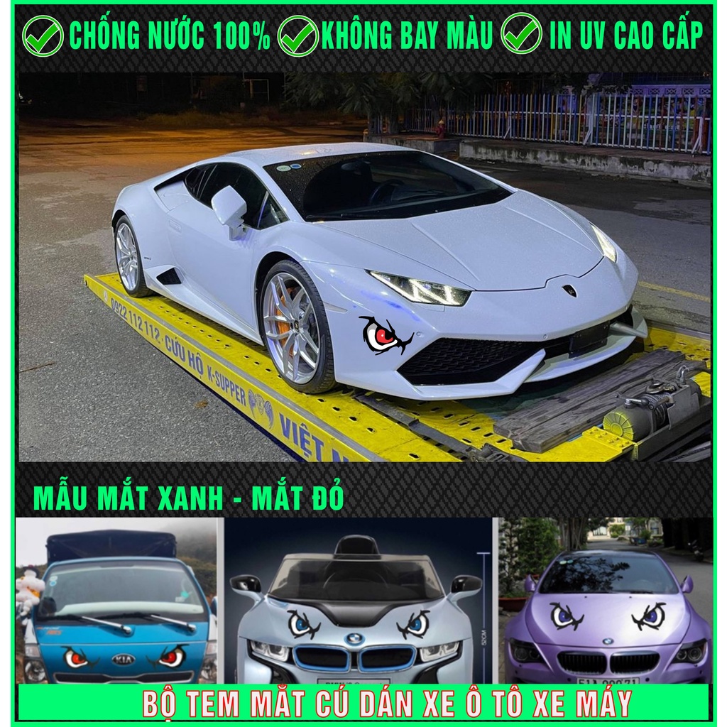 Tem ĐÔI MẮT 35CM 50CM trang trí dán xe tải,xe máy, nắp capo, gương chiếu hậu, độc lạ, decal ô tô chất lượng cao