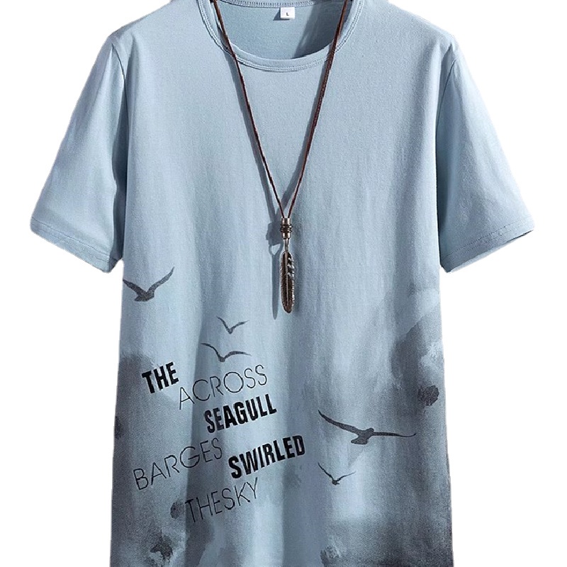 Set Đồ Thể Thao Hai Mảnh Gồm Áo Thun Cổ Tròn Dáng Rộng In Họa Tiết Thời Trang Mùa Hè Có Size Lớn + Quần Dành Cho Nam Giới【M-3XL)