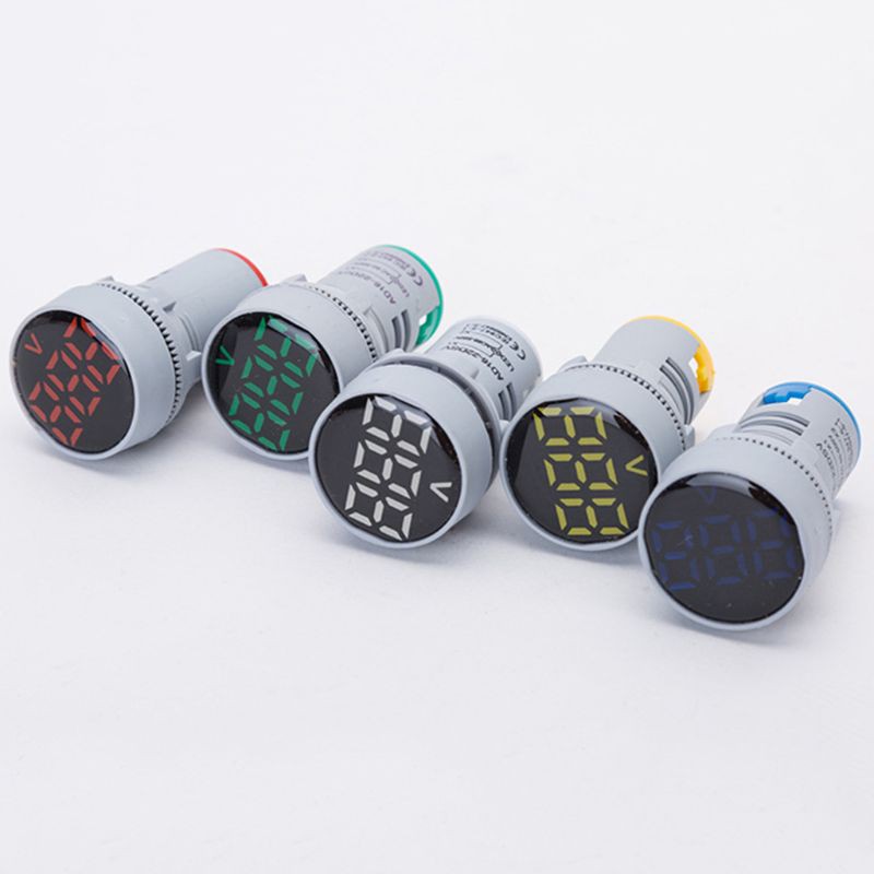 Vôn kế điện tử đo điện áp AC 24-500V hình tròn 22mm màn hình tín hiệu đèn chỉ báo