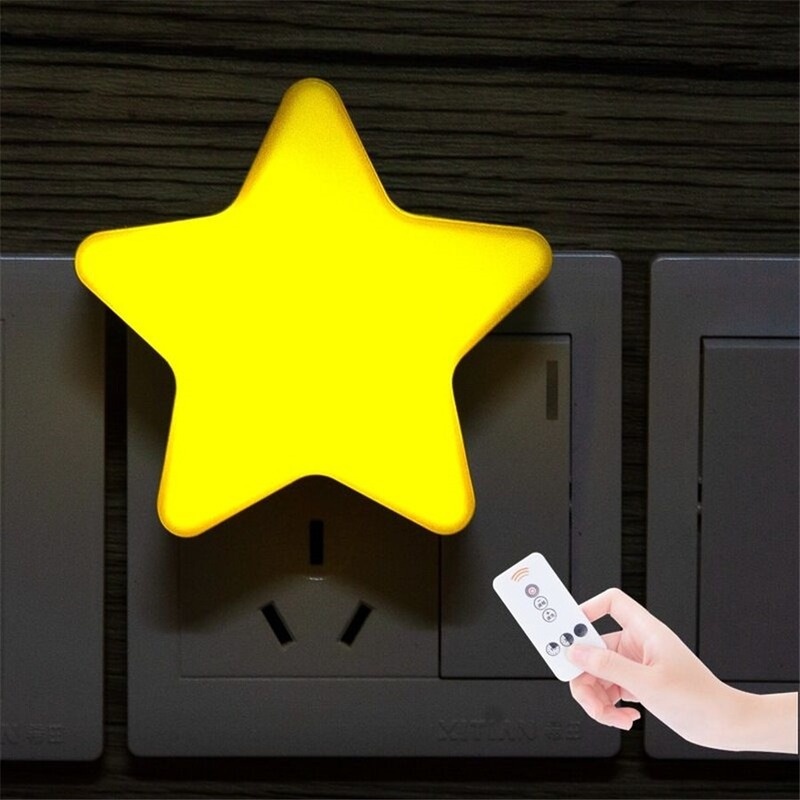 Remote Controller Cute Star LED Plug-in Light Sensor Control Bedside Wall Lamp Baby Sleeping Light Night Light