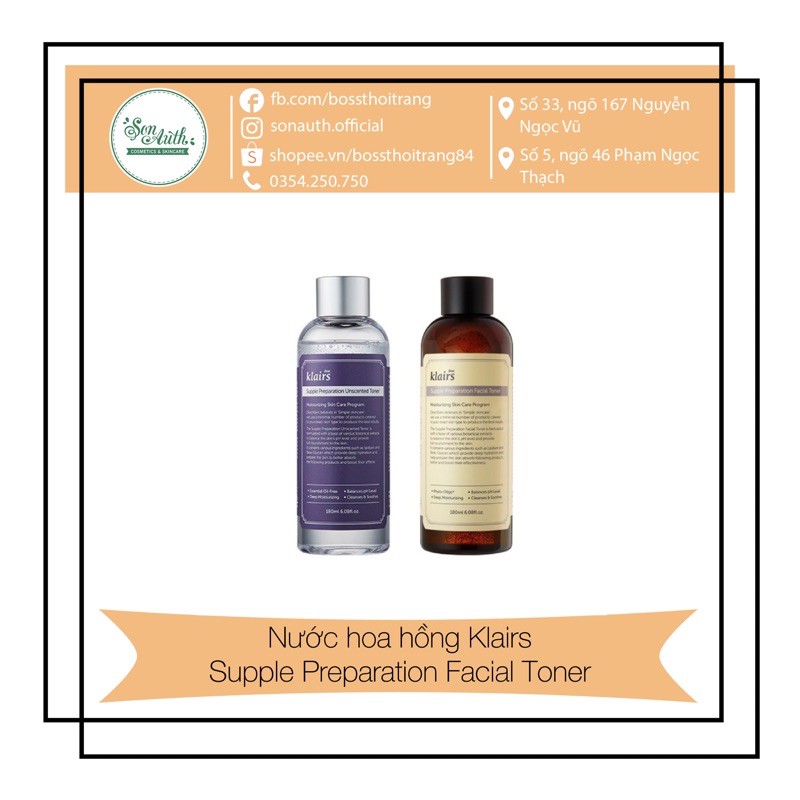 Nước hoa hồng Klairs Supple Preparation Toner 180ml