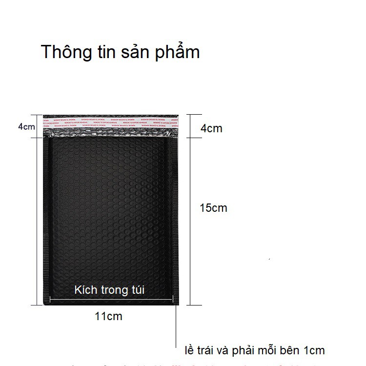 Túi gói hàng chống sốc, túi kraft lót bóng khí có sẵn keo niêm phong 13 x 15 + 4