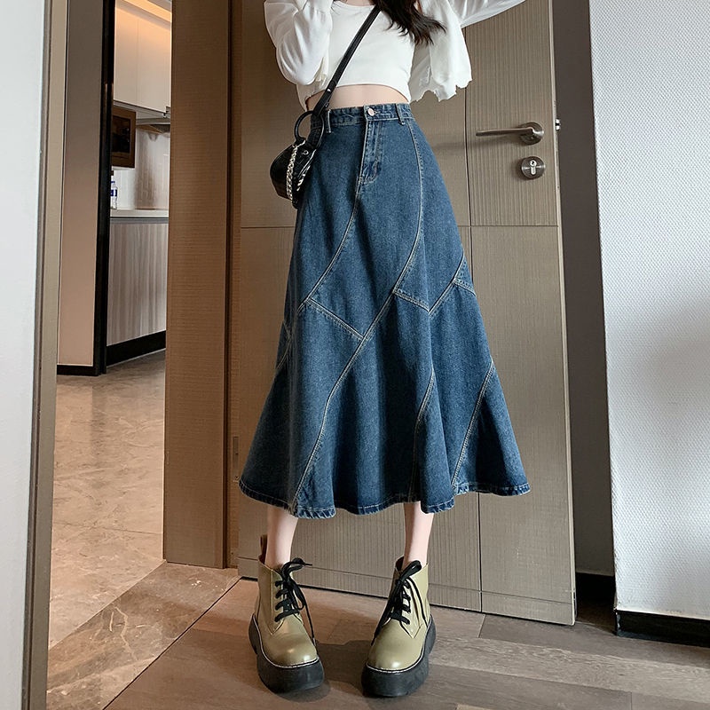 Chân Váy Denim Đuôi Cá Dáng Chữ a Lưng Cao Thời Trang Mùa Hè Mới Cho Nữ