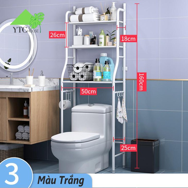 [Mã LIFEHLSALE1 giảm 10% đơn 150K] Kệ Nhà Vệ Sinh, Kệ Bồn Cầu 3 Tầng, Kệ máy giặt cao Cấp (KNVS01)