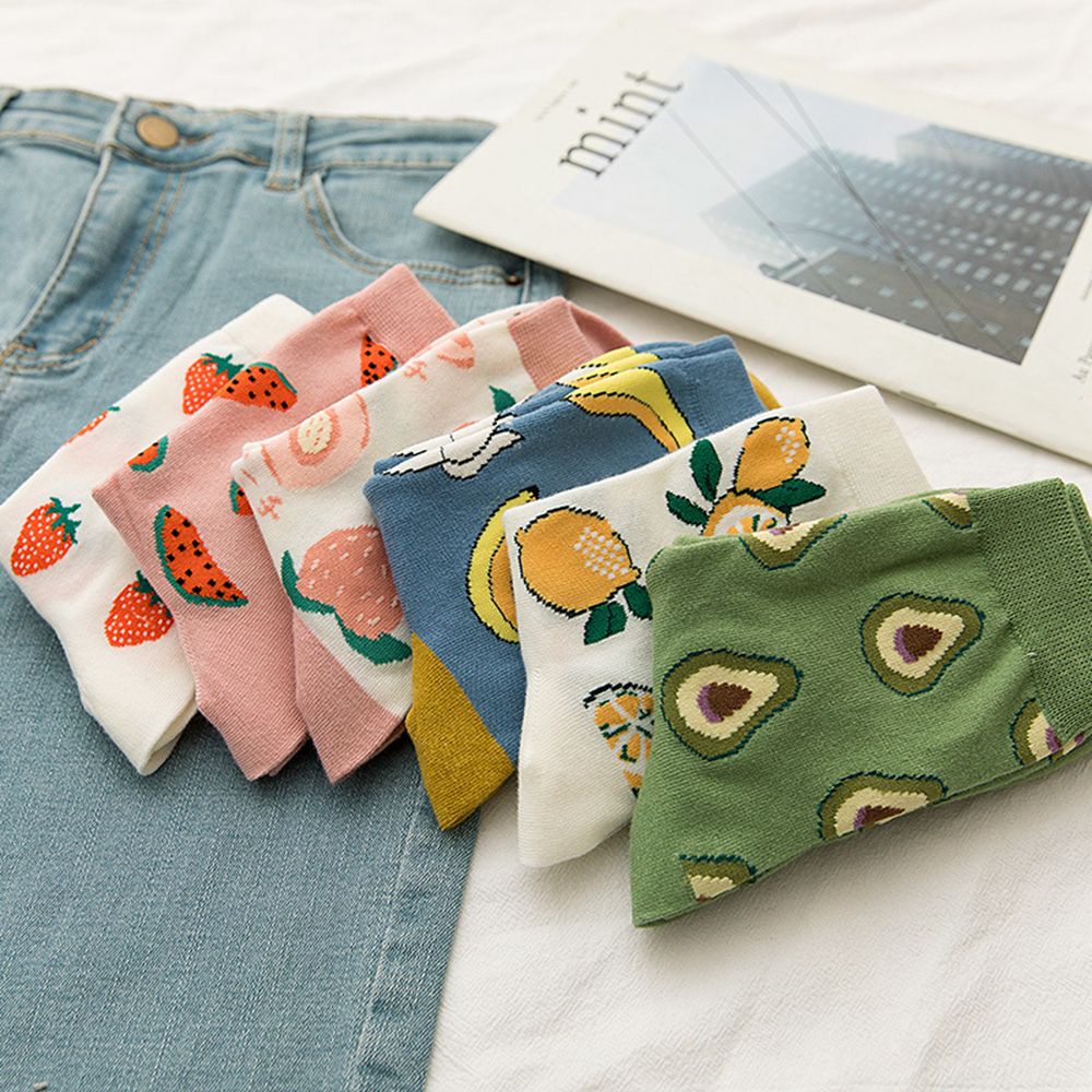 Đôi vớ cotton in họa tiết trái cây dễ thương MIHAN1