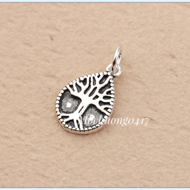 [FREE SHIP] Charm bạc giọt nước họa tiết cây - Hàng siêu đẹp bạc loại 1 PH310
