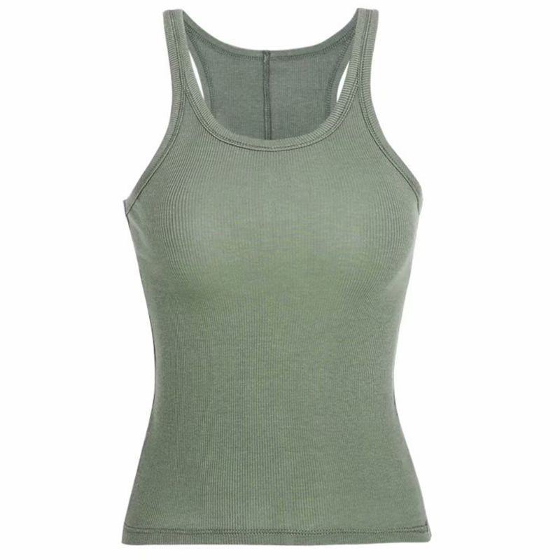 Áo Dệt Kim Không Tay Cổ Chữ U Màu Sắc Đơn Giản Thời Trang Mùa Hè Quyến Rũ Cho Nữ