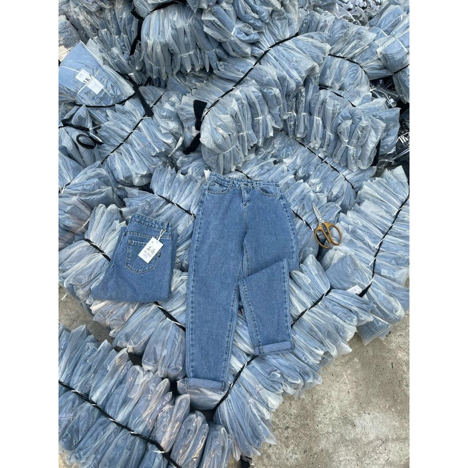 Quần jean baggy nữ tomboy chất co giãn cao cấp , quần bò baggy trơn cạp cao cực xịn by MINXY SHOP