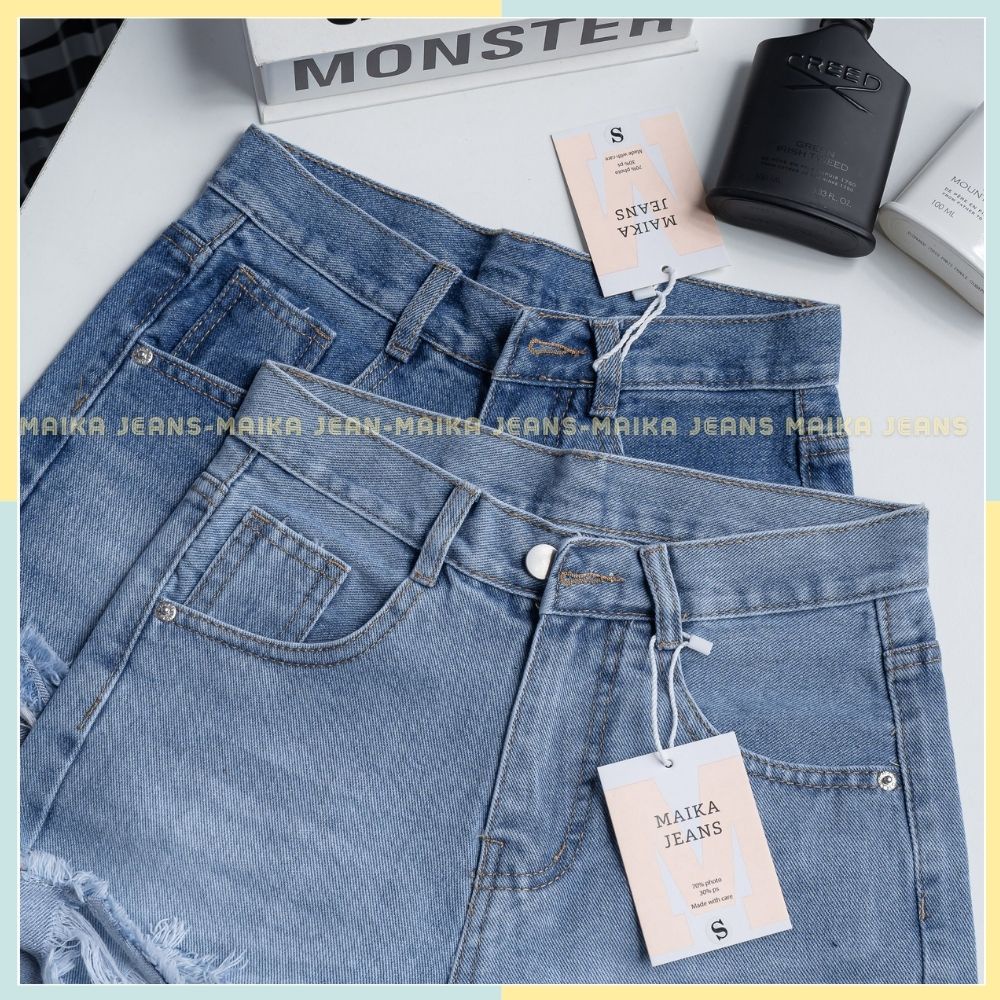 QUẦN JEANS ĐÙI NỮ RÁCH NHẸ LƯNG SIÊU CAO [MK123