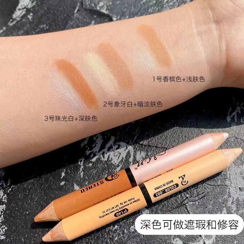 [Hàng mới về] Bút che khuyết điểm hỗ trợ tạo khối bắt sáng thiết kế hai đầu chống thấm nước tiện dụng