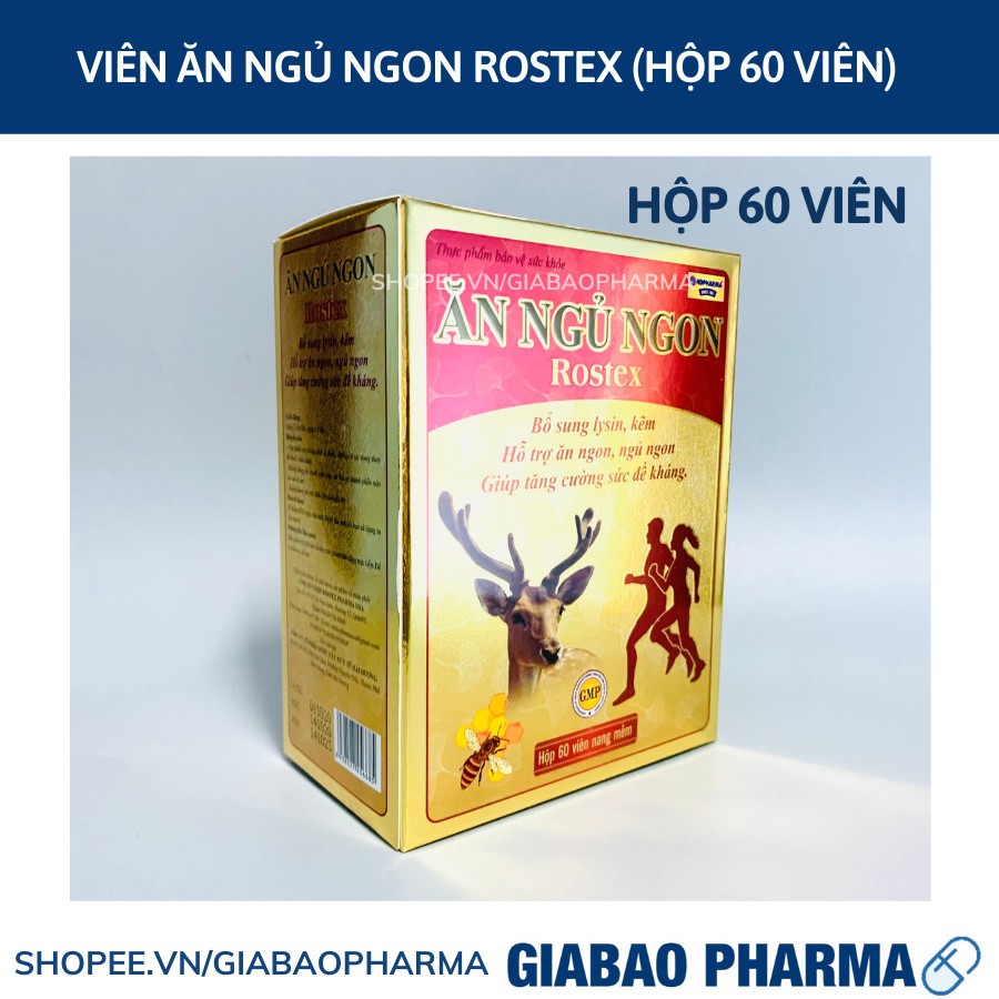 Viên Ăn Ngủ Ngon Rostex bổ sung omega 3, lysin, kẽm loại bỏ mất ngủ, căng thẳng, stress - Chai 60 viên/30 viên | Thế Giới Skin Care