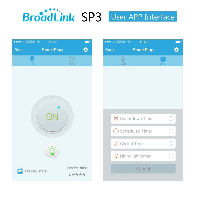 Ổ cắm điện wifi thông minh BroadLink mini hẹn giờ phích cắm chuẩn SP3 EU/US