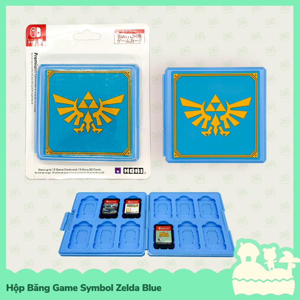 [Sẵn VN - NowShip] Hori Phụ Kiện Hộp Băng Lưu Trữ Thẻ Game Di Động 12 Khoanh Nintendo Switch NS Symbol Zelda Blue
