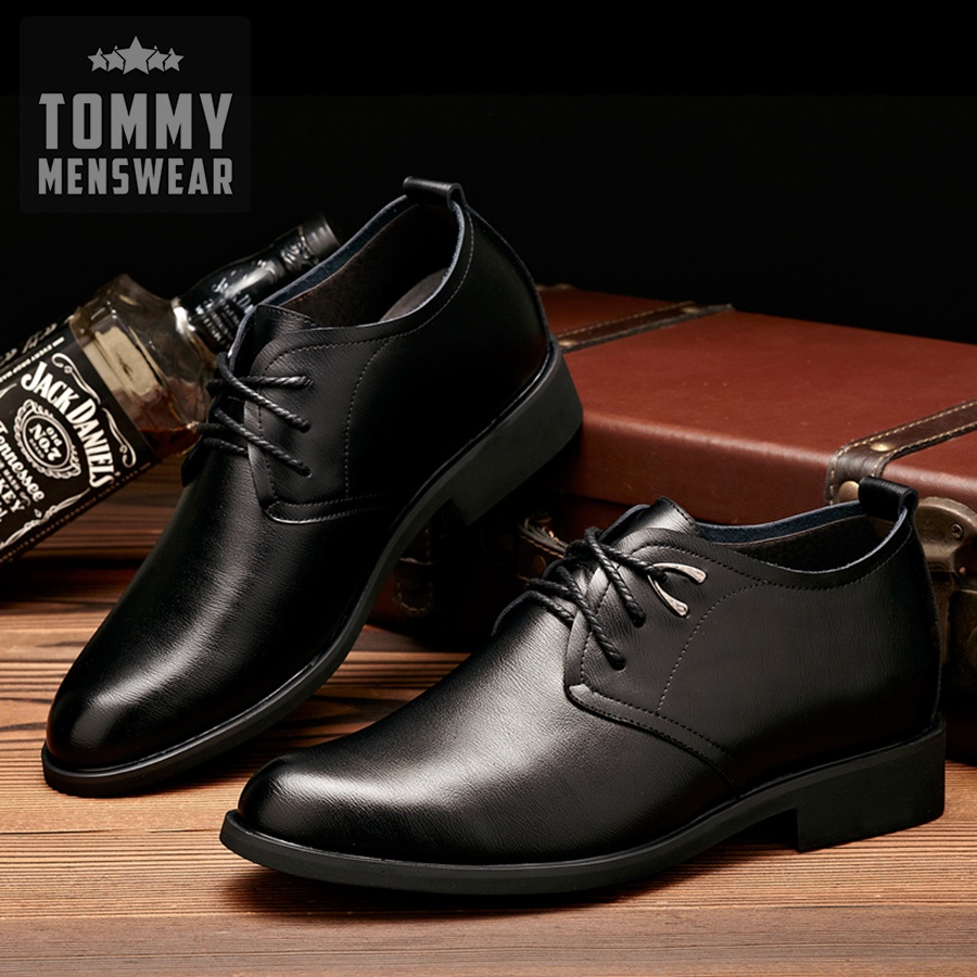 Giày Độn Nam Đen Cao Công Sở Hàn Quốc TOMMY Giày Da Bò Nam Tăng Chiều Cao Quý Phái GD36