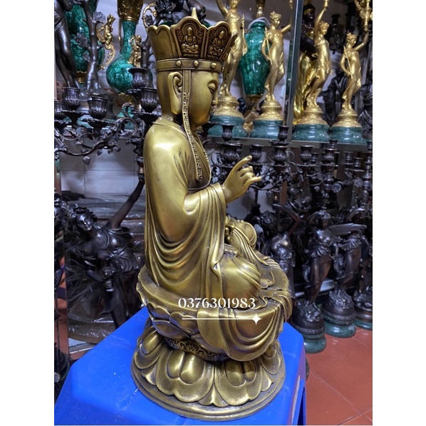 Tượng địa tạng Vương Bồ Tát ngồi cao 45 cm  , tượng phật bằng đồng nguyên chất