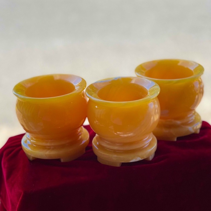 Bát Hương, Lư Hương Đá Ngọc Hoàng Long Siêu Đẹp - Đường Kính 10cm, Chiều Cao 10cm