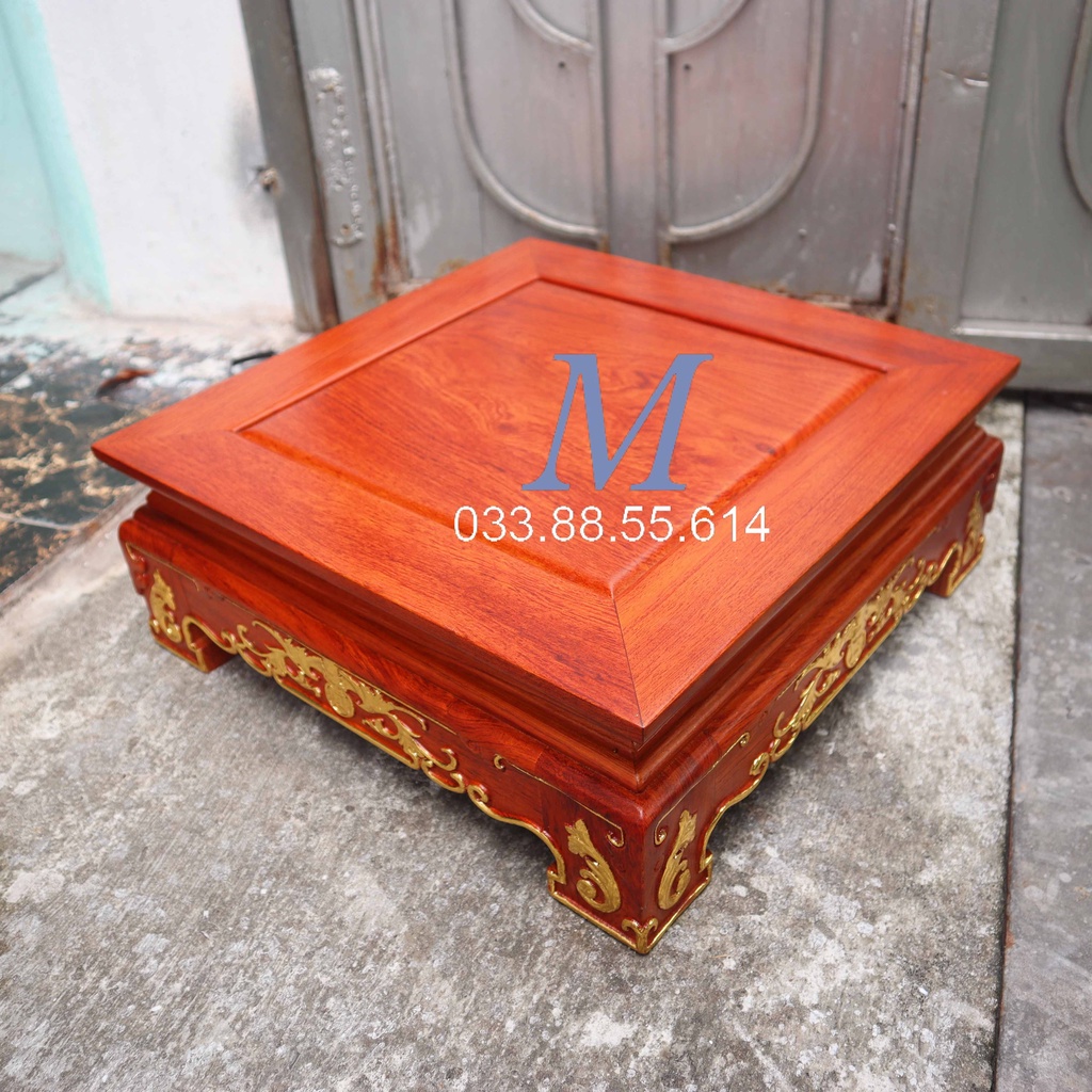 Bàn gỗ hương rát vàng chiện cao cấp vuông 38cm cao 14cm