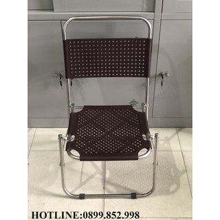 (BH 12 Tháng)Ghế xếp Inox lưng thấp nệm nhựa- Ghế bán cafe, Ghế ngồi câu cá, Ghế dã ngoại, Ghế gấp xếp, Ghế bãi biển