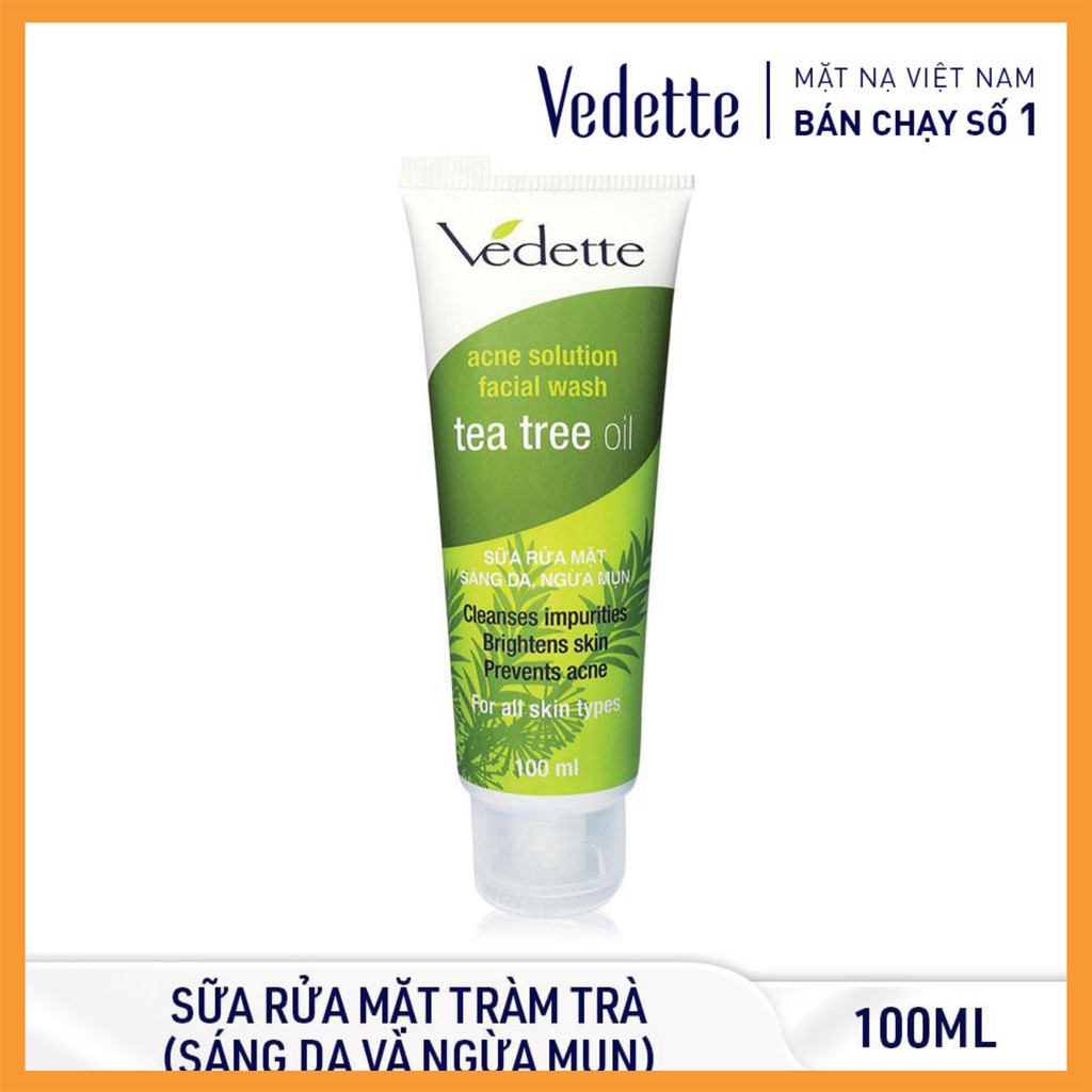 Sữa Rửa Mặt Tràm Trà 100ml Tea Tree Oil VEDETTE - SÁNG DA VÀ NGỪA MỤN - TP05001005013