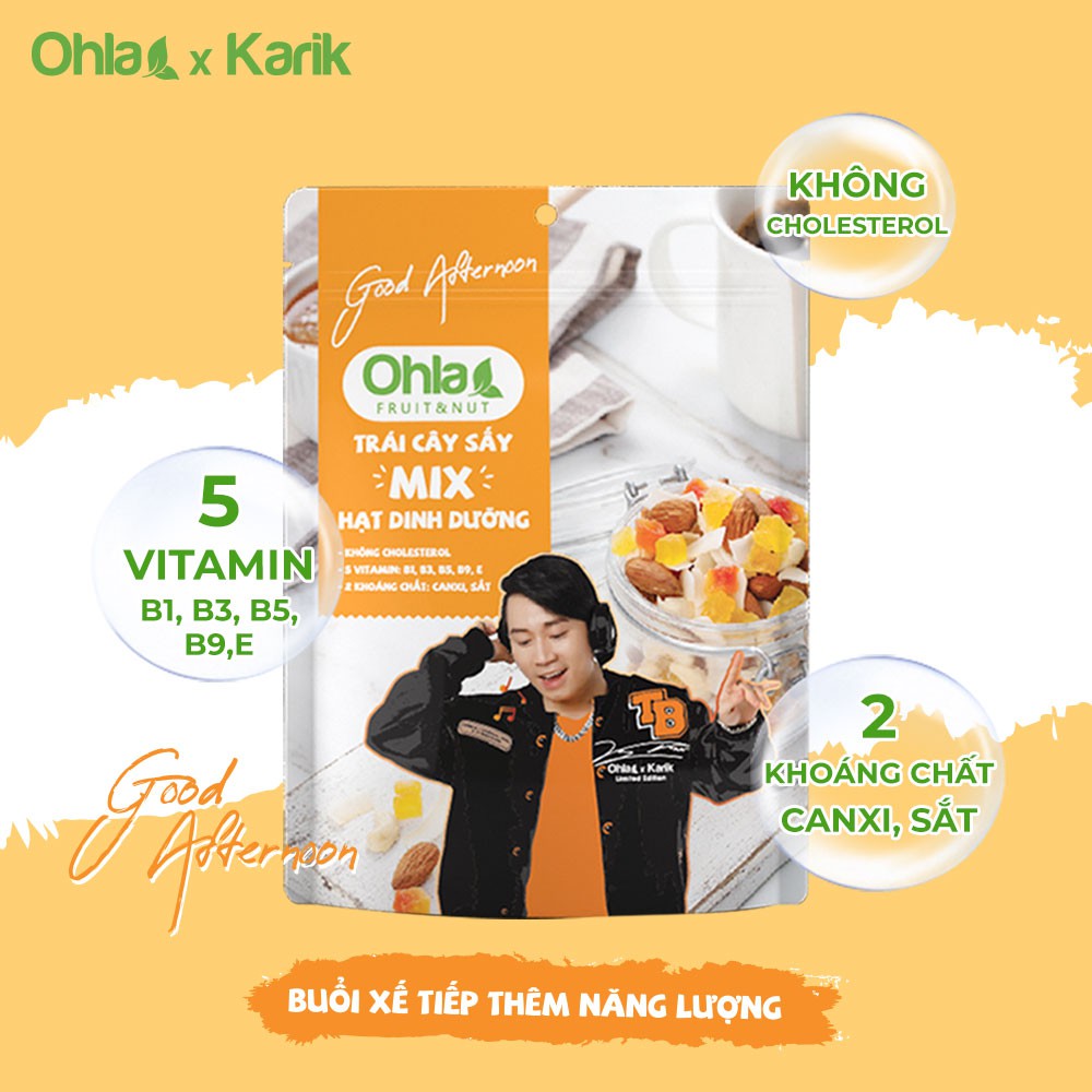 Combo Ăn khỏe - Sống trẻ Mini Karik x Ohla gồm Ngũ cốc dinh dưỡng 60g và Trái cây mix hạt 40g