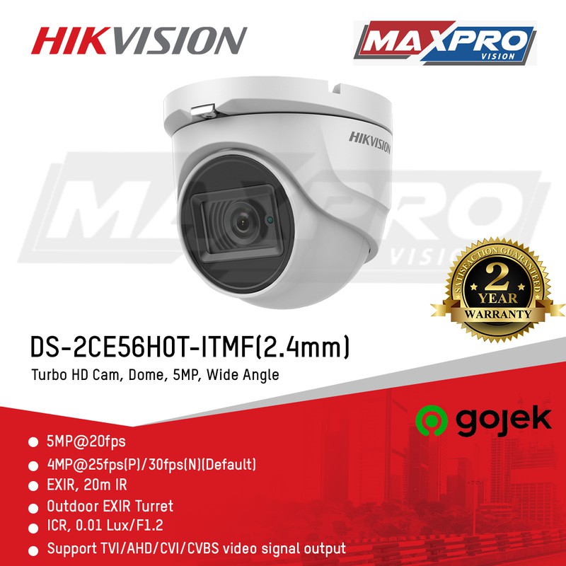 Camera Turbo Ds-2ce56h0t-itmf (2.4mm) - Hikvision 5mp Turret