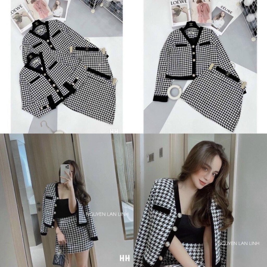 Set áo dạ ziczac kèm chân váy chữ A sang trọng cá tính | BigBuy360 - bigbuy360.vn