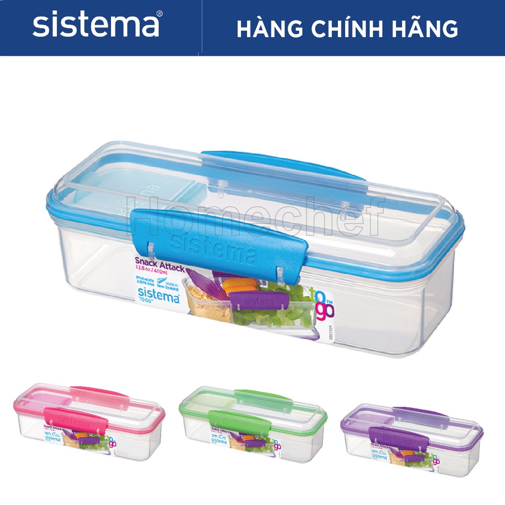 Hộp đựng thực phẩm cao cấp Sistema 410ml, an toàn sức khỏe, không chứa BPA, dùng lò vi sóng, sản xuất tại New Zealand