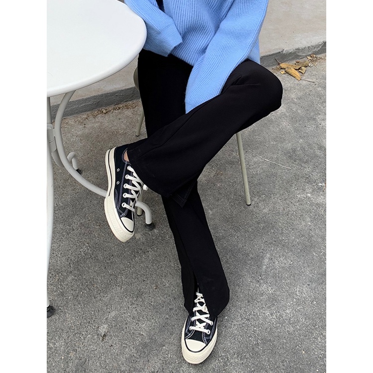 Quần Dài Ống Rộng Thiết Kế Xẻ Tà Thời Trang Xuân Thu Cá Tính Cho Nữ