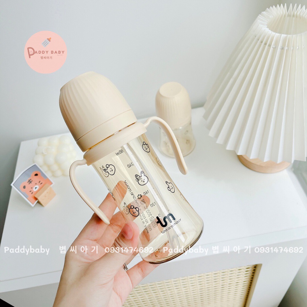 Bình hút nước cho bé Dottodot x Tovy & Molly Hàn Quốc  kèm tay cầm - made in Korea