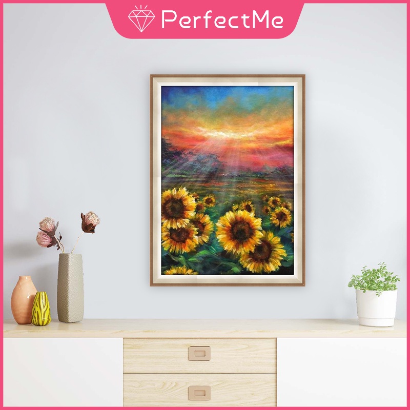 Bộ tranh đính đá 5D họa tiết hoa hướng dương độc đáo kích thước 30x40c DIY dùng trang trí nhà cửa