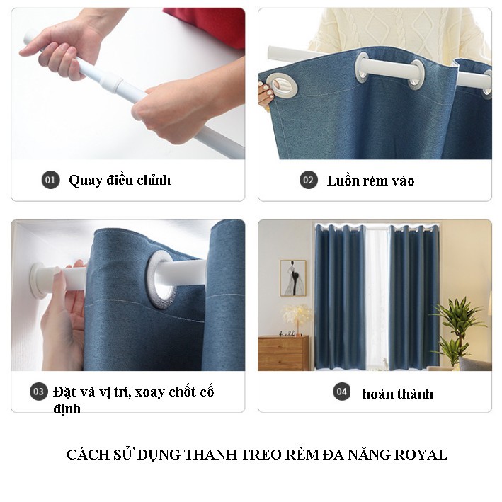 Thanh treo rèm inox đa năng không cần khoan đinh, dễ dàng thay đổi kích thước