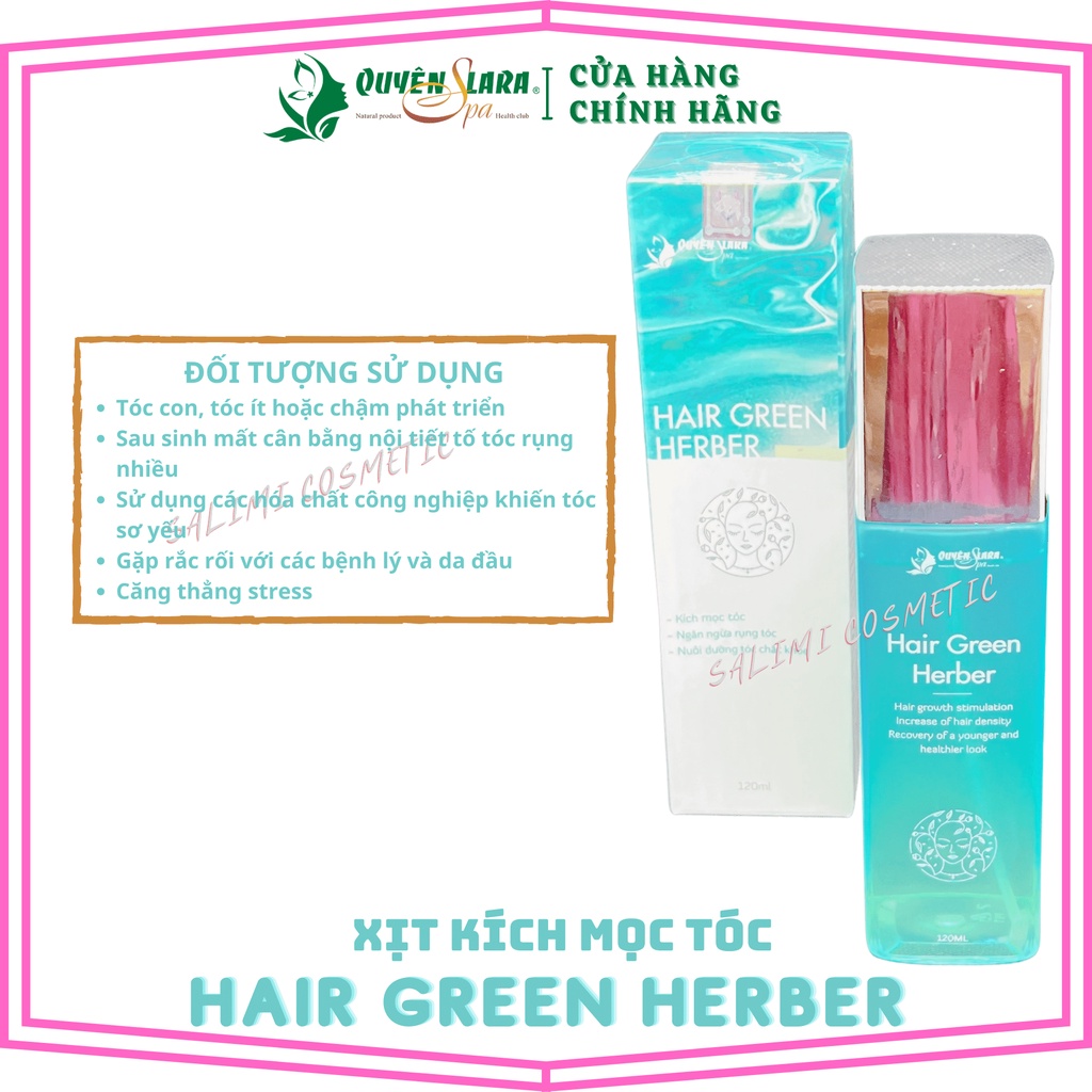 Chai Xịt Kích Mọc Tóc Thảo Dược Hair Green Herber Quyên Lara 120 ml - Phục Hồi Tóc Rụng - HÀNG CHÍNH HÃNG