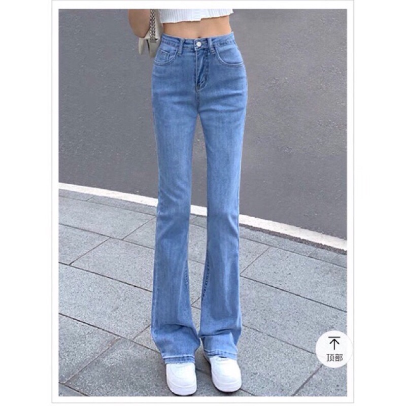 Quần jean nữ ống loe lưng cao dáng ôm skinny Minxy quần bò nữ cạp cao ống đứng loe ống nhẹ