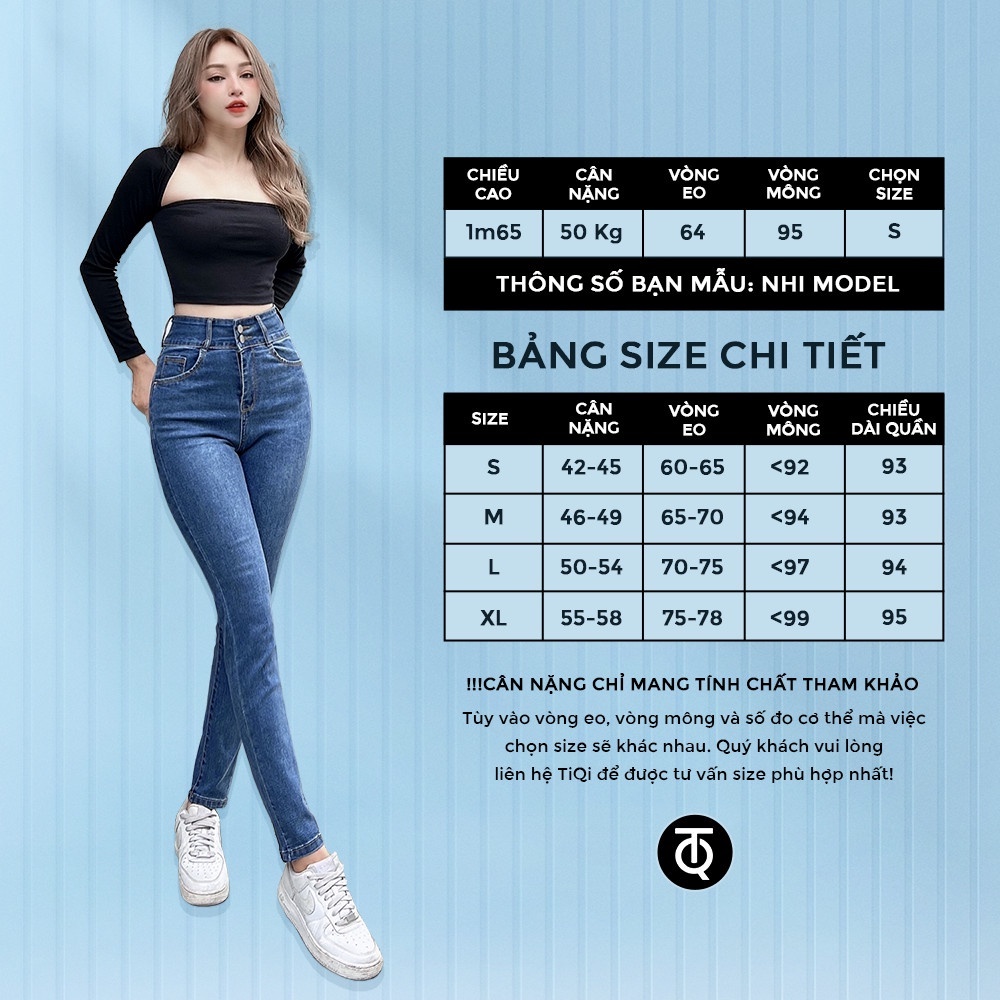 Quần Jean Nữ Skinny Lưng Cao Tôn Dáng TiQi Jeans G1-505