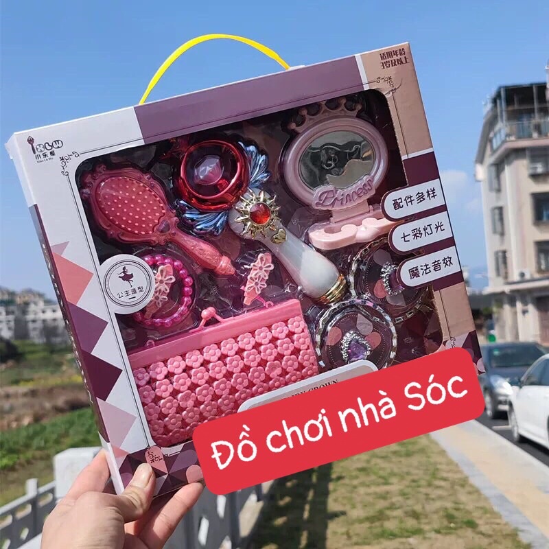 Đồ chơi set gậy phép thuật kèm đồ trang điểm cho bé gái( có đèn,nhạc)