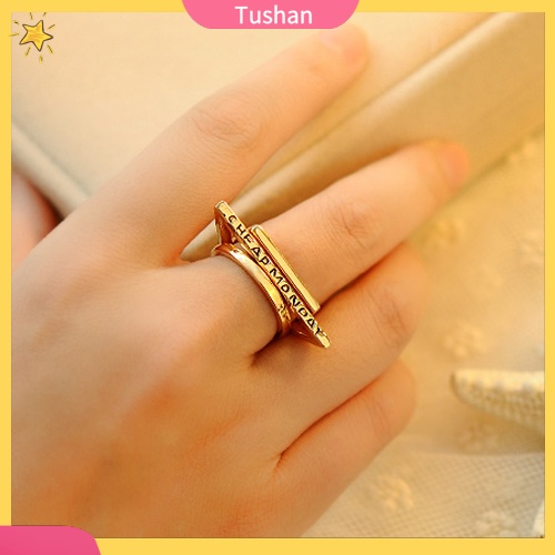 Set 3 nhẫn đeo tay kim loại đính đá dễ thương cho nữ