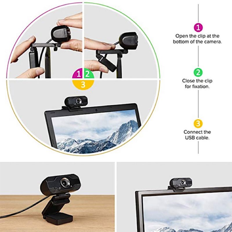 Webcam Mini USB 1080P Xoay Được Có Kẹp Gắn Máy Tính Laptop Tiện Dụng