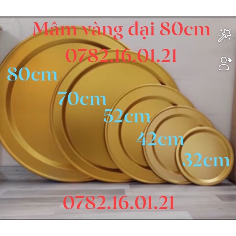 Combo bộ 5 mâm mạ vàng sz 32,42,52,69,79cm. Từ sz nhỏ nhất đến sz đại không ai có  giá gốc tại xưởng không đâu rẻ bằng