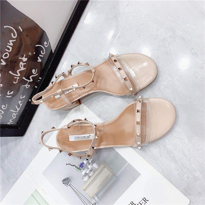Giày SanDal Cao Gót 5 Phân Da Bóng Quai Trong Viền Đinh 63446_151065