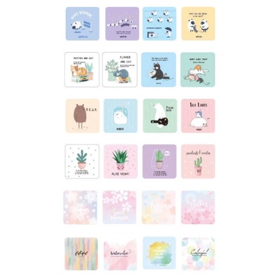 ☘️ Flashcard vuông ☘️ Học từ vựng tiếng anh - nhật - hàn, 80 Tờ - kích thước 7x7cm.