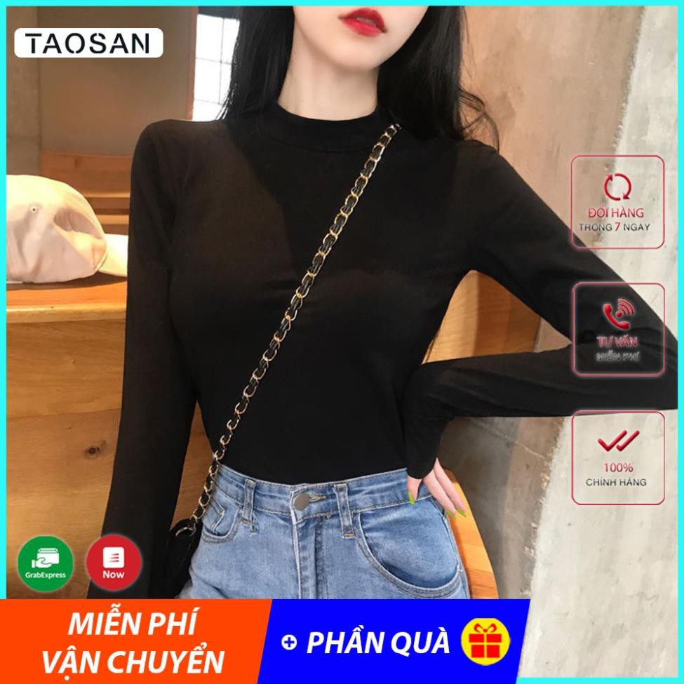 Áo thun tay dài nữ cổ 3 phân dáng ôm body freesize chất thun lạnh co giãn hàng cao cấp loại 1 xuất Hàn Taosan !