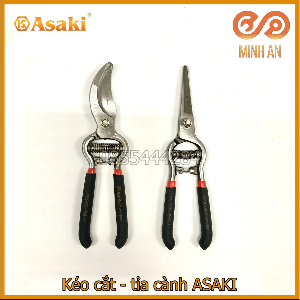 Kéo cắt cành lưỡi thẳng [HÀNG CHÍNH HÃNG] ASAKI AK-8648 - Kéo tỉa cành, tỉa dăm tiêu chuẩn Japan