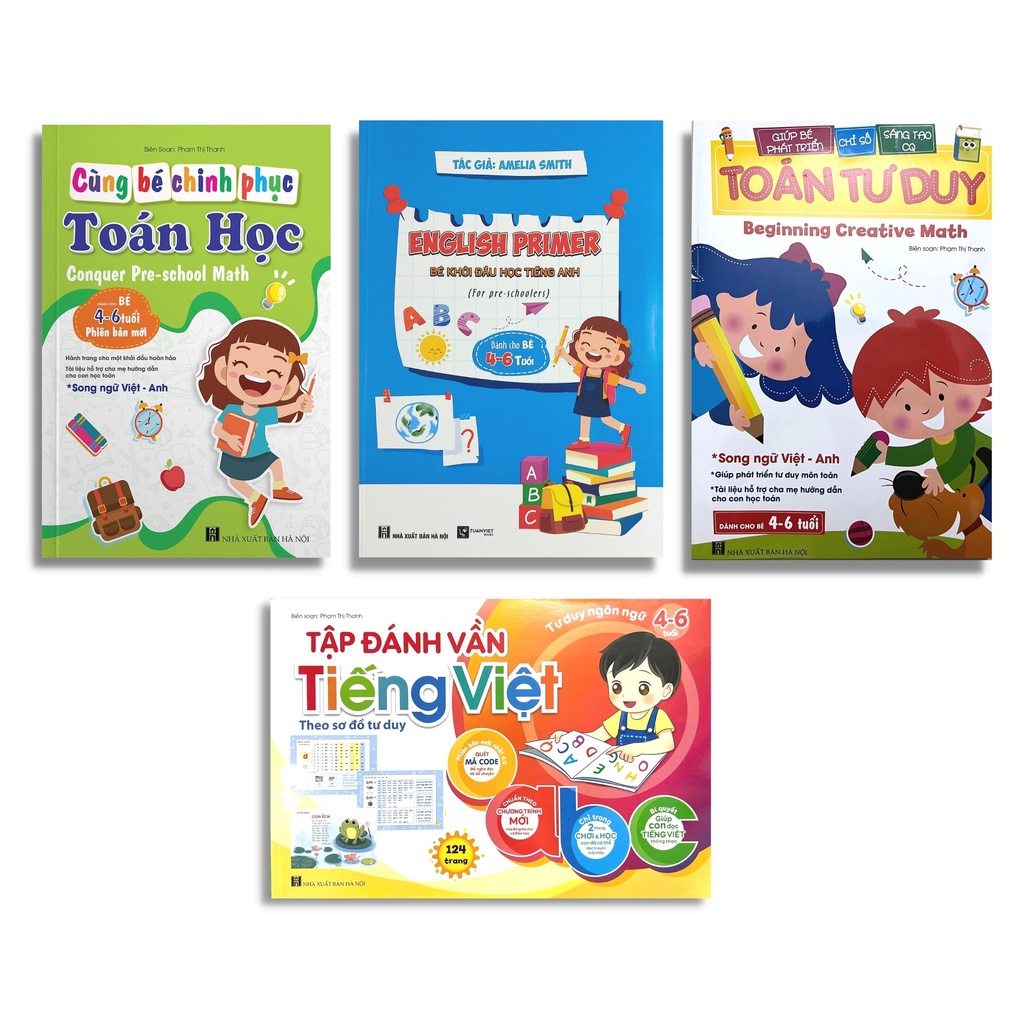 Sách - Tập Đánh Vần - Bé Chinh Phục Toán Học - Toán Tư Duy - Khởi Đầu Học Tiếng Anh