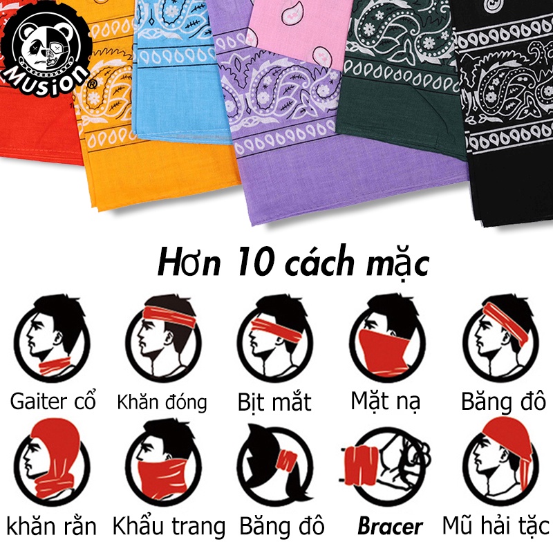 Khăn bandana hình đầu lâu phong cách cá tính 100% cotton kích thước 55cm X 55cm
