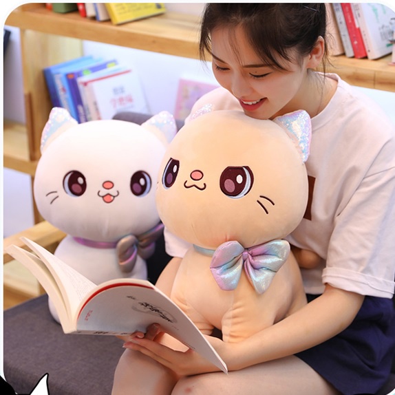 Mèo bông cao cấp Thú nhồi bông dễ thương cho bé (Tặng kèm móc khóa hoạt hình)